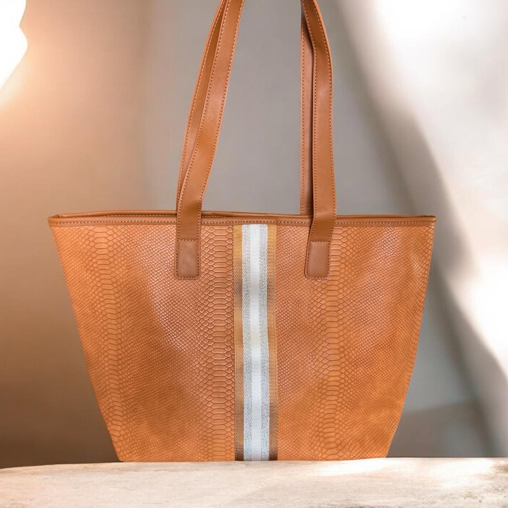 Threaded Pear Kira Tote Bag Brown Vegan Leather